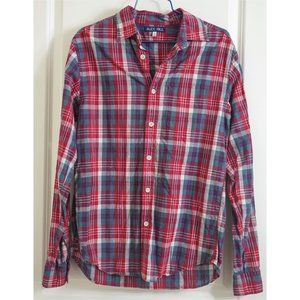 ALEX MILL Men’s Button-Up Shirt, Small, Red White Blue Plaid, Small